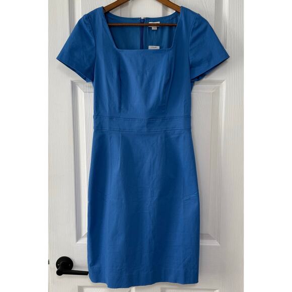 J.Crew New Women's Blue Square Neck Short Sleeve Dress Size 2 - Picture 1 of 13